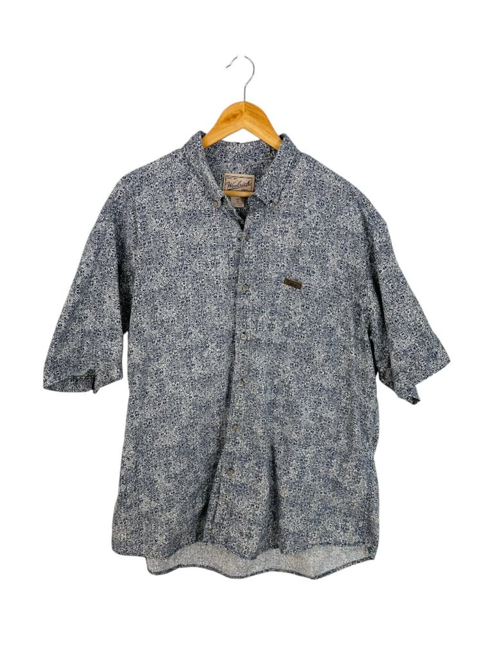 Woolrich Men's Size XL Geometric Print Short Sleeve Blue Shirt